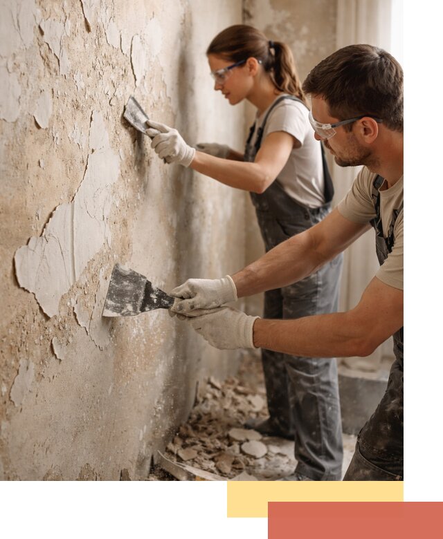 Снятие старой шпаклевки и подготовка поверхностей в лесном