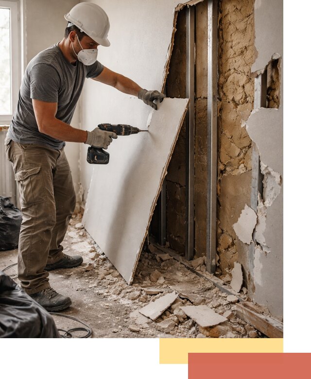 Демонтаж гипсокартона со стен в лесном качественно и быстро