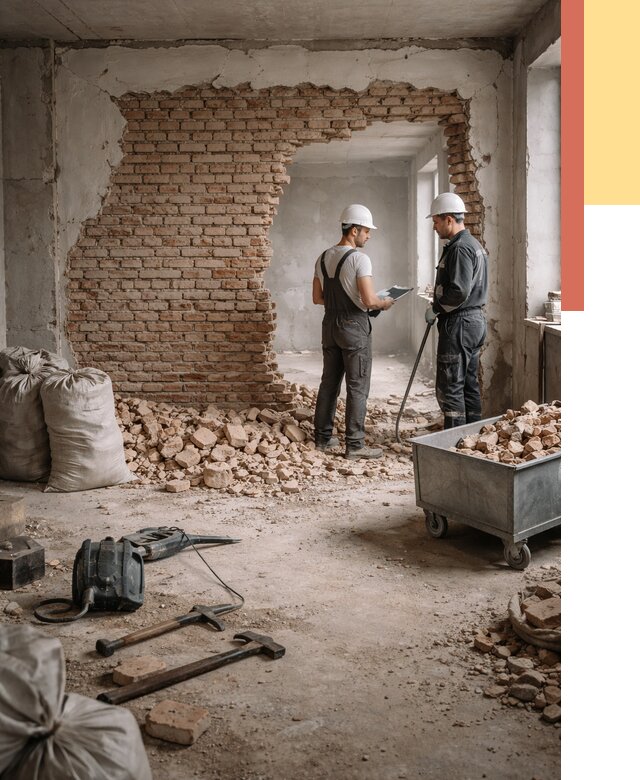 Демонтаж кирпичных стен в лесном от 4366 руб. — быстро, недорого, под ключ | ОТДЕЛОЧНИК-Лсн