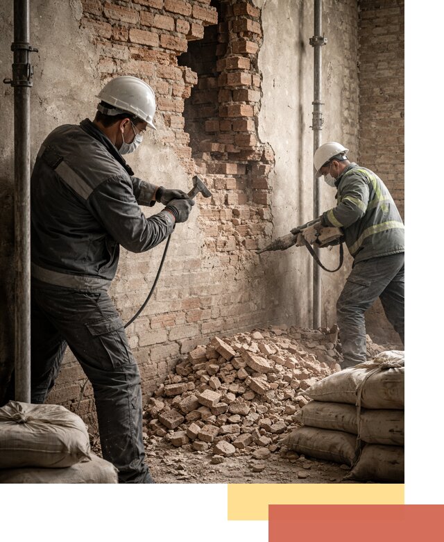 Демонтаж кирпичных стен в лесном быстро и безопасно