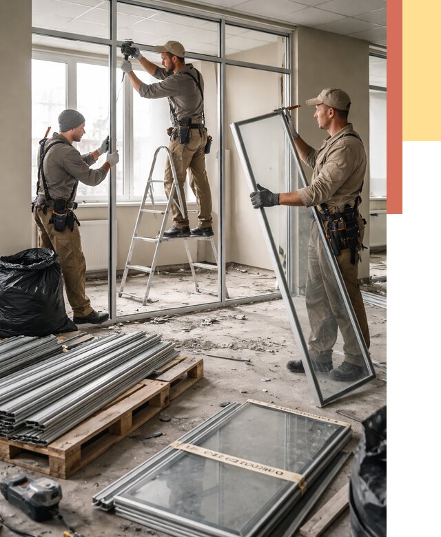 Демонтаж алюминиевых перегородок в лесном от 4366 руб. — быстро и недорого | ОТДЕЛОЧНИК-Лсн