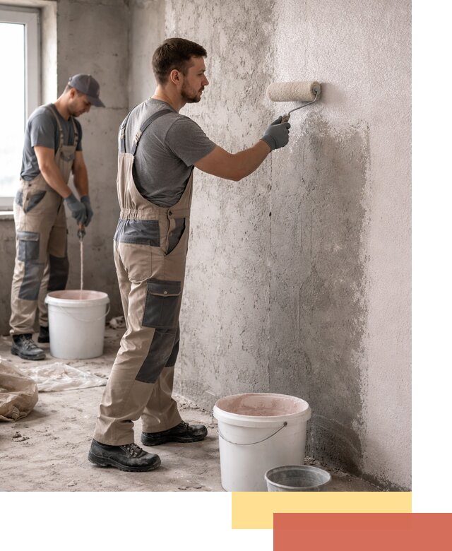 Нанесение бетоноконтакта на стены в лесном для последующей отделки