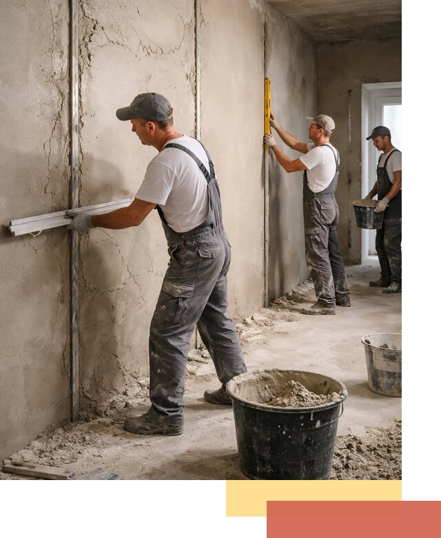 Штукатурка стен по маякам в лесном — точная и ровная поверхность