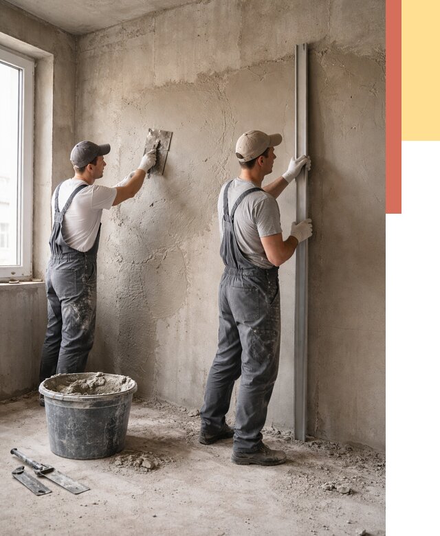 Штукатурка бетонных стен в лесном от 4678 руб/м² — качественно и быстро | ОТДЕЛОЧНИК-Лсн