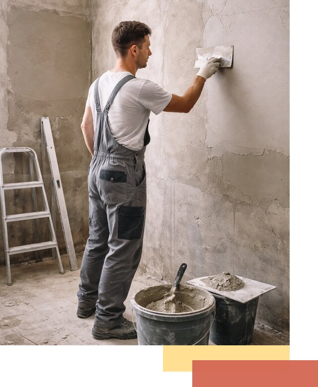 Штукатурка стен в ванной под ключ в лесном