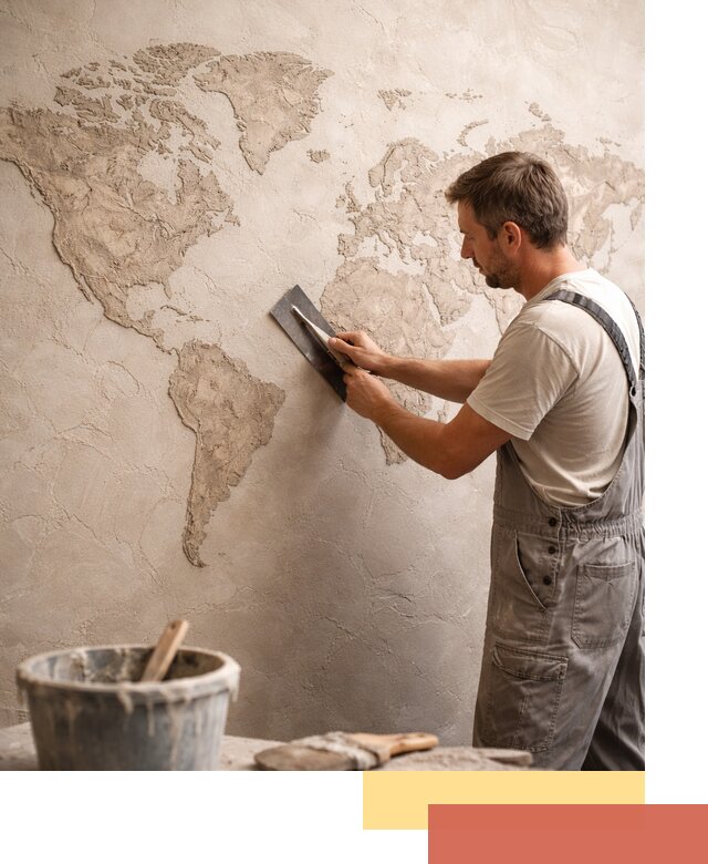 Декоративная штукатурка «Карта мира» под ключ в лесном