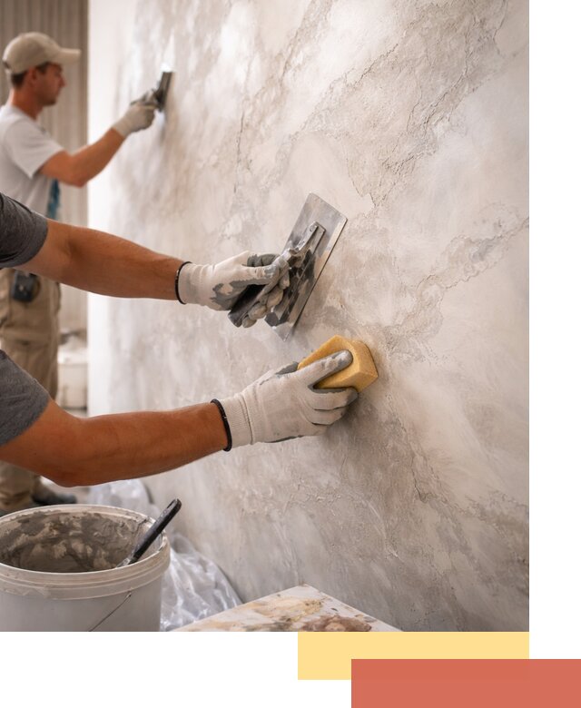 Декоративная штукатурка под мрамор в лесном для стен и потолков