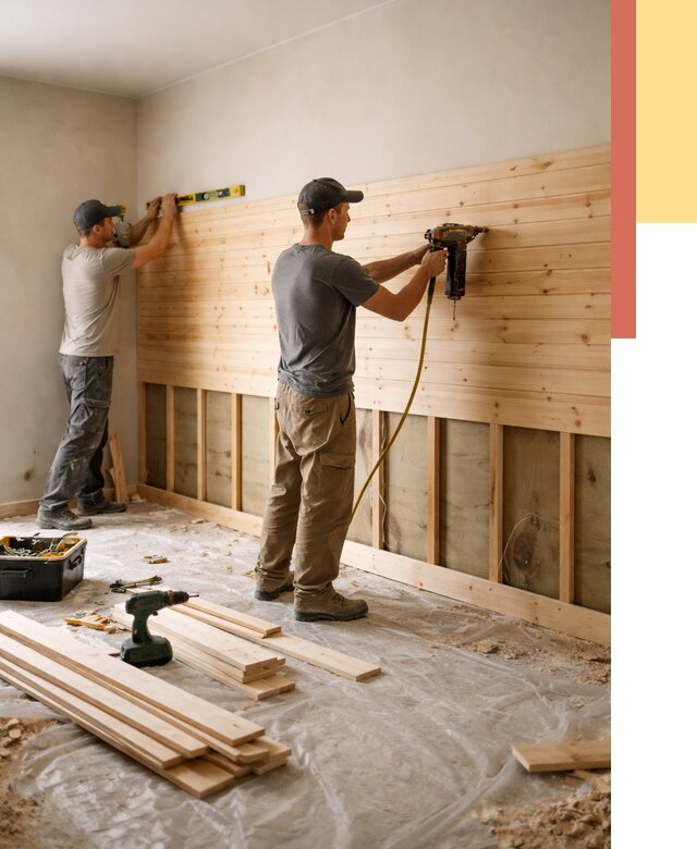 Монтаж деревянной вагонки на стены в лесном от 7796 руб. | Услуги монтажа вагонки | ОТДЕЛОЧНИК-Лсн