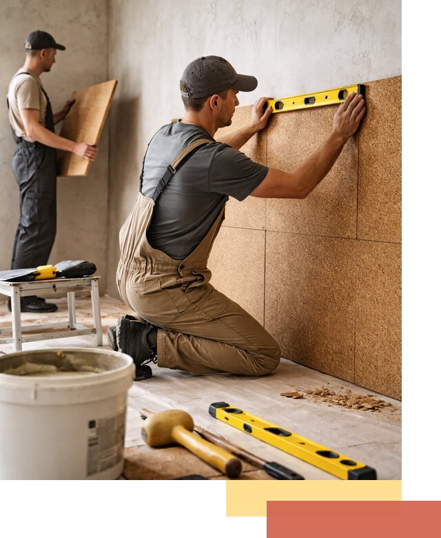 Монтаж пробковых панелей на стены в лесном быстро и качественно