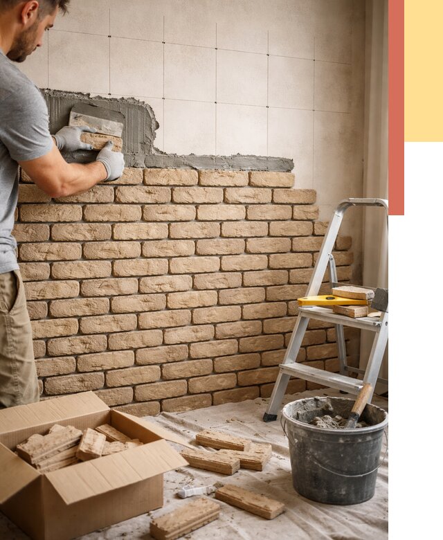 Монтаж декоративного кирпича в лесном от 3326 руб./м² — быстро и недорого | ОТДЕЛОЧНИК-Лсн