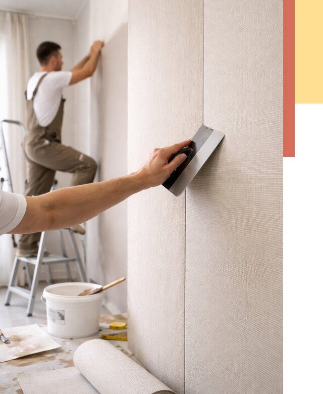 Поклейка текстильных обоев в лесном от 4678 руб. под ключ | ОТДЕЛОЧНИК-Лсн