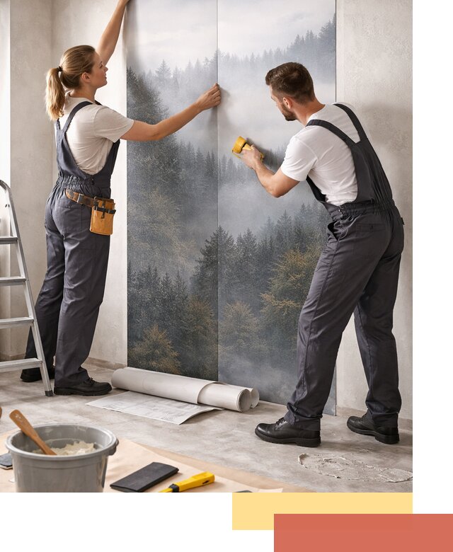 Поклейка фотообоев профессионально в лесном под ключ