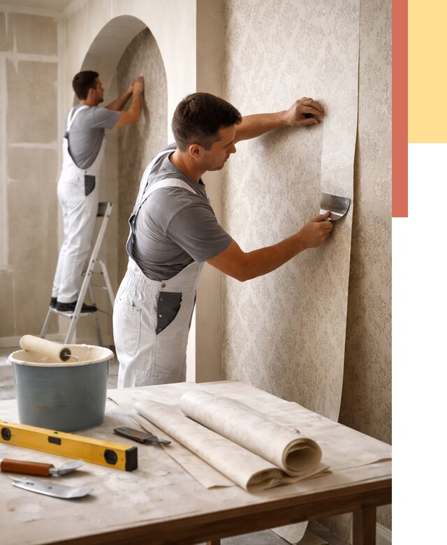 Поклейка обоев на сложные стены в лесном от 2911 руб. под ключ | ОТДЕЛОЧНИК-Лсн