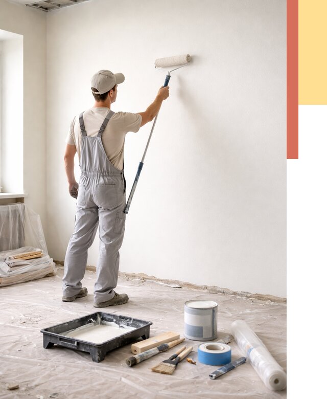 Покраска стен водоэмульсионной краской в лесном от 468 руб. за м² | ОТДЕЛОЧНИК-Лсн