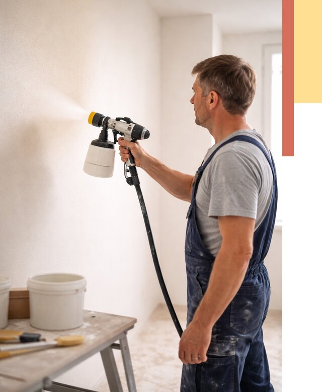 Покраска стен краскопультом в лесном от 7796 руб. — механизированная покраска | ОТДЕЛОЧНИК-Лсн