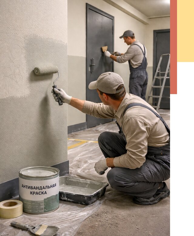 Покраска стен антивандальной краской в лесном от 4678 руб./м² под ключ | ОТДЕЛОЧНИК-Лсн