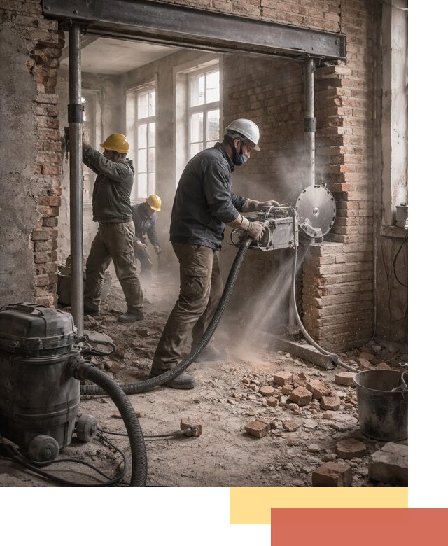 Прорезка проема в стене под дверной или оконный проем в лесном