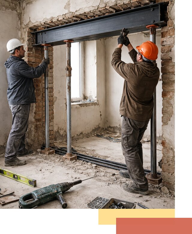 Усиление проема в стене в лесном для расширения и безопасности