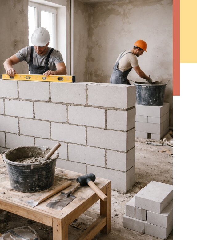 Кладка перегородок из газобетона в лесном от 3326 руб. под ключ | ОТДЕЛОЧНИК-Лсн