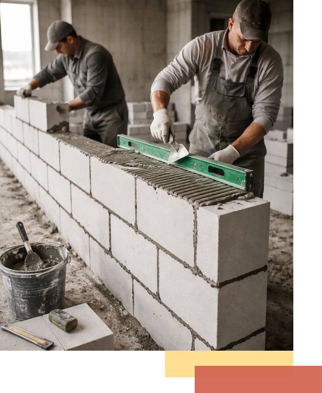 Кладка перегородок из газобетона в лесном быстро и качественно