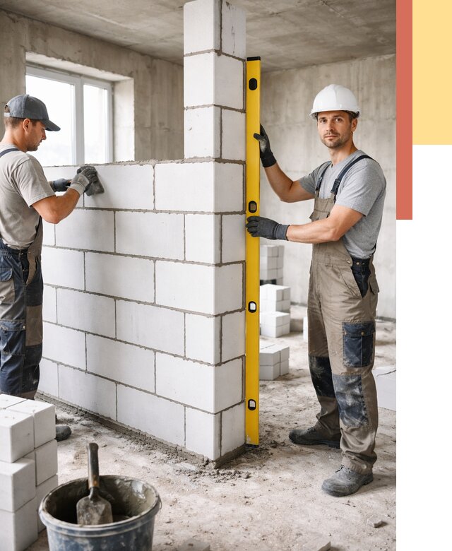 Кладка перегородок из пеноблока в лесном от 1871 руб. под ключ | ОТДЕЛОЧНИК-Лсн