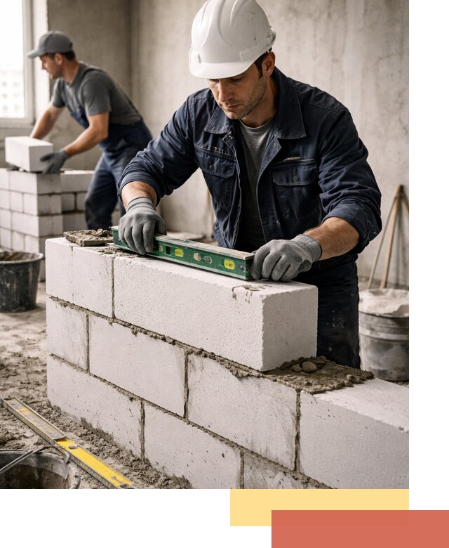 Кладка перегородок из пеноблока под ключ в лесном