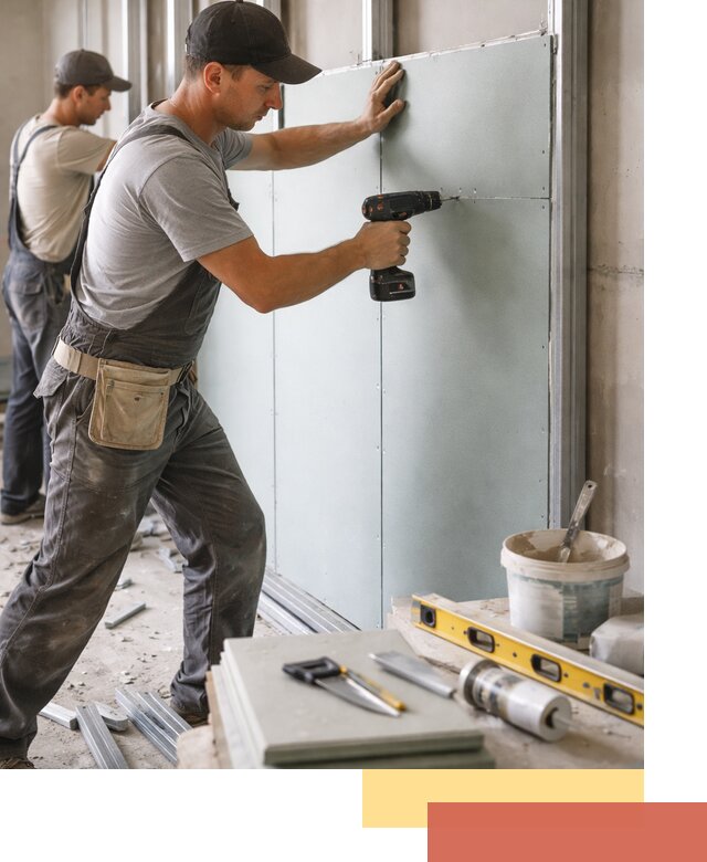 Кладка влагостойких перегородок ПГП в лесном