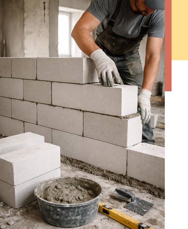 Кладка перегородок из силикатного блока в лесном от 4158 руб. под ключ | ОТДЕЛОЧНИК-Лсн