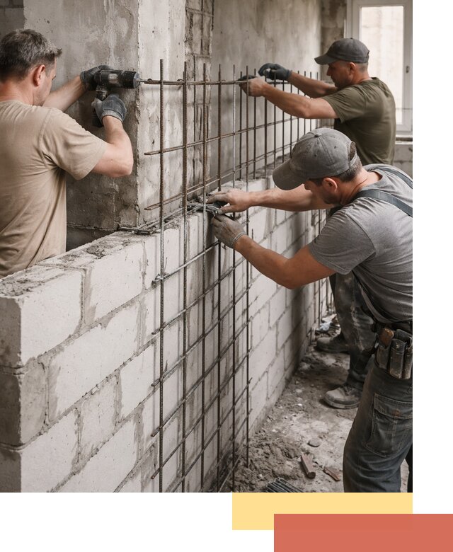 Армирование кладки перегородок в лесном профессионально и надёжно