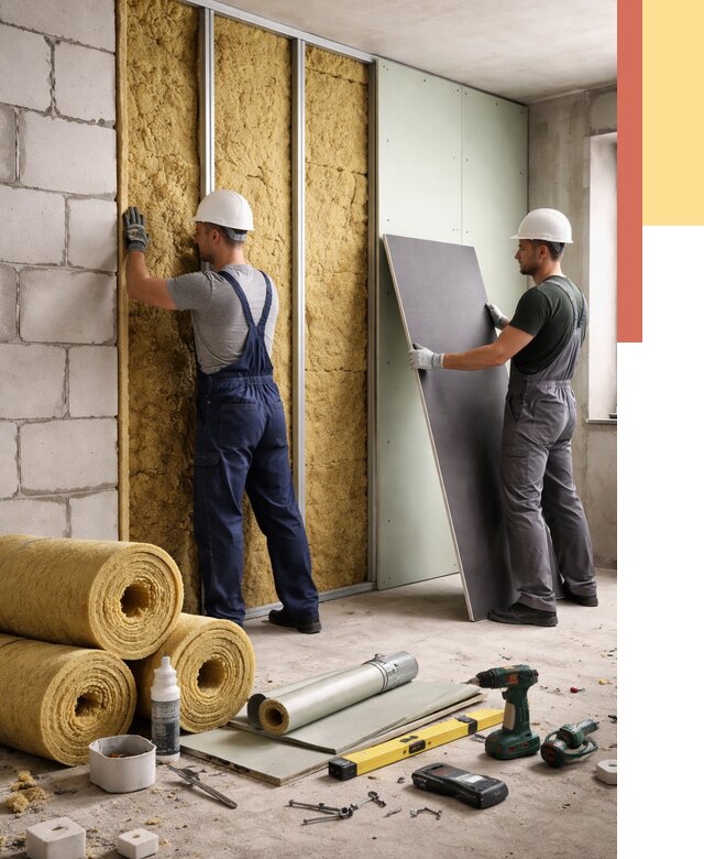 Шумоизоляция перегородок из блоков в лесном от 1923 руб./м² — быстро и недорого | ОТДЕЛОЧНИК-Лсн