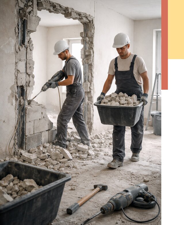 Демонтаж блоковых перегородок в лесном от 3898 руб. — быстро и недорого | ОТДЕЛОЧНИК-Лсн