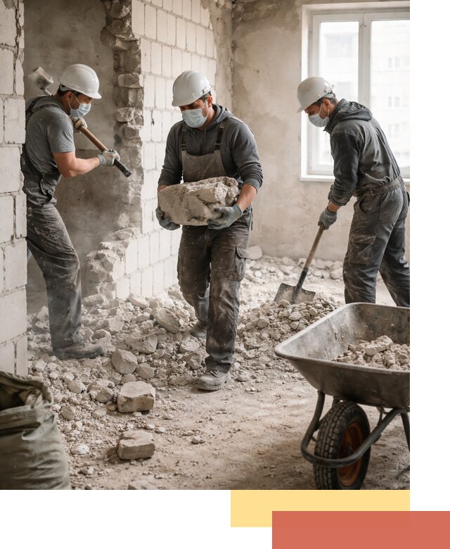 Демонтаж блочных перегородок в лесном быстро и аккуратно