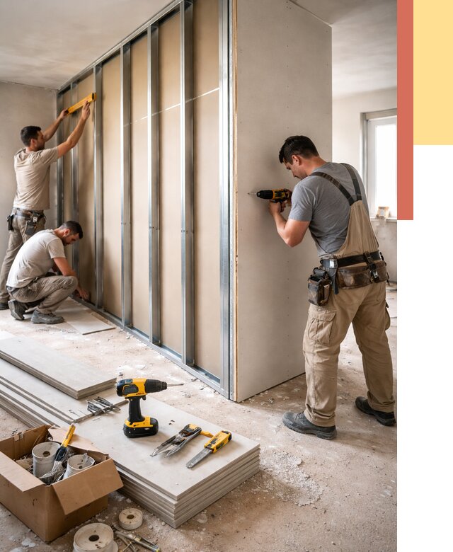 Монтаж однослойной перегородки из гипсокартона в лесном от 676 руб. | ОТДЕЛОЧНИК-Лсн