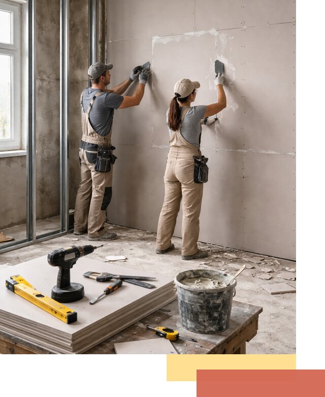 Монтаж двухслойной перегородки из гипсокартона в лесном