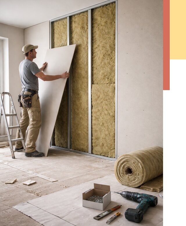 Перегородка из гипсокартона с шумоизоляцией в лесном от 3243 руб. | ОТДЕЛОЧНИК-Лсн