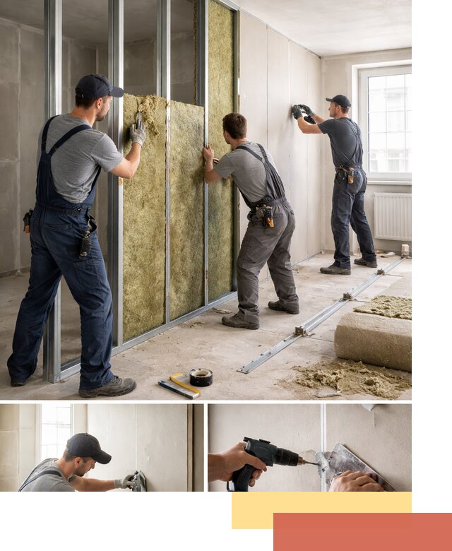 Перегородка из гипсокартона с шумоизоляцией в лесном — монтаж под ключ