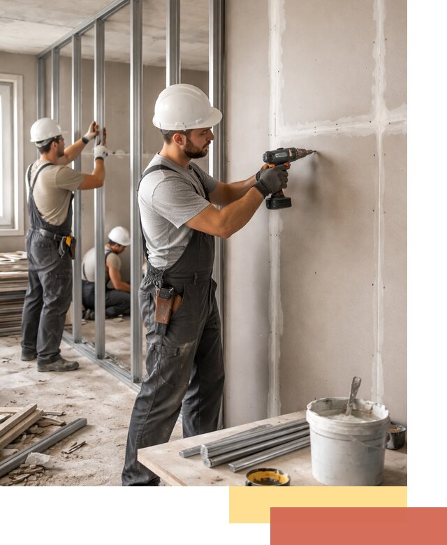 Перегородки из огнестойкого гипсокартона в лесном под ключ