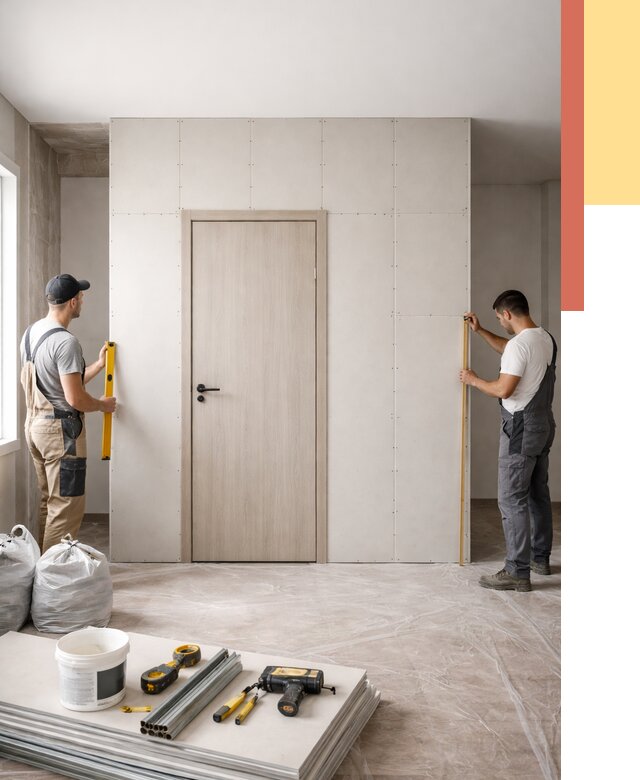 Перегородка из гипсокартона с дверью в лесном от 4678 руб. под ключ | ОТДЕЛОЧНИК-Лсн