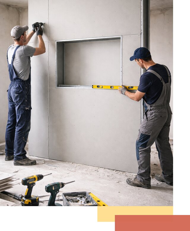 Перегородка из гипсокартона с нишей под декор в лесном