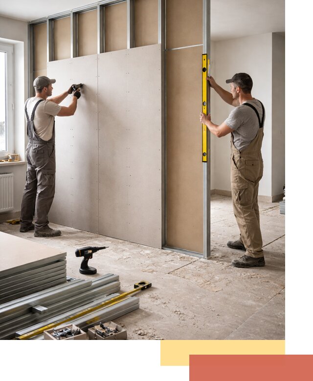 Зонирующая перегородка из гипсокартона под ключ в лесном