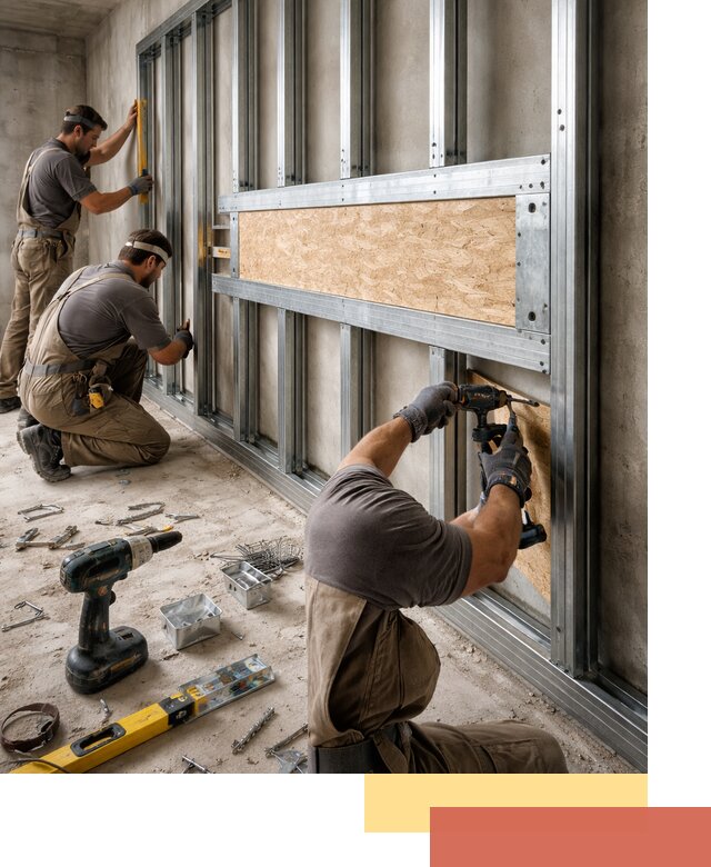 Усиленная перегородка для крепления тяжёлых конструкций в лесном