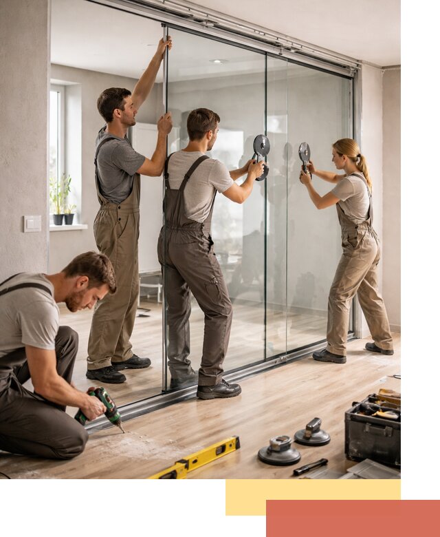 Изготовление стеклянных перегородок на заказ в лесном