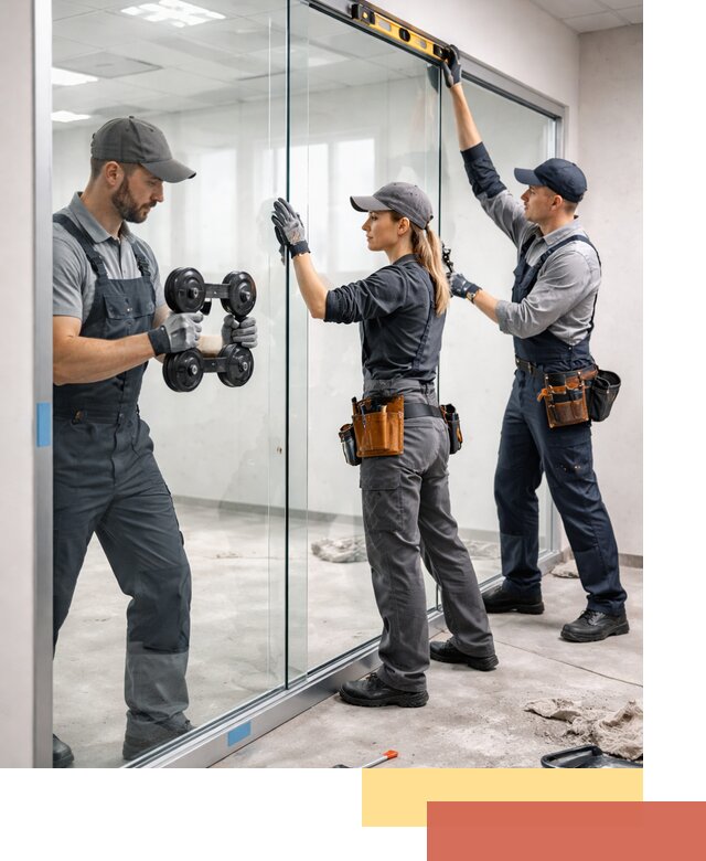 Профессиональный монтаж стеклянных перегородок в лесном