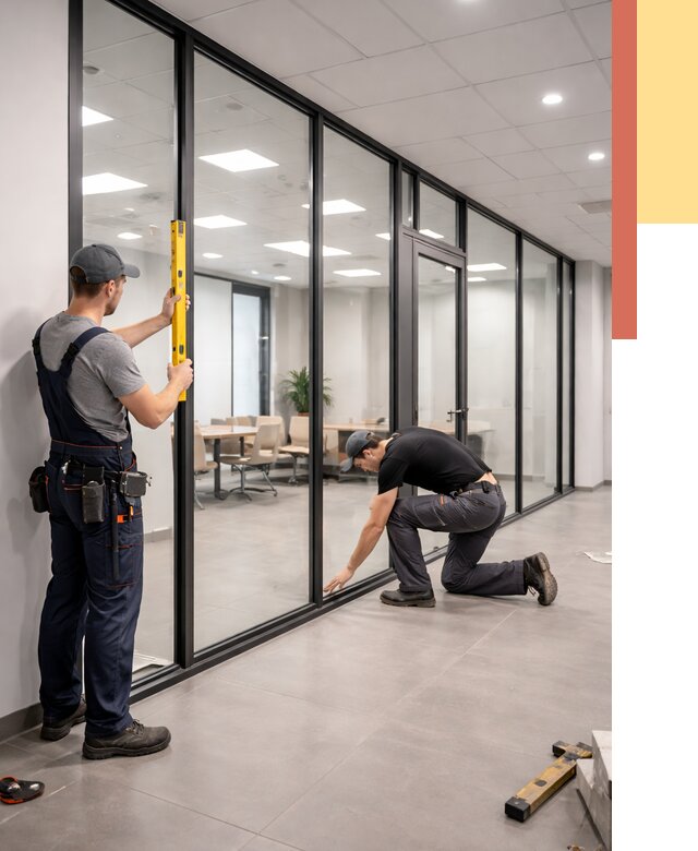 Каркасные стеклянные перегородки в лесном под ключ от 9563 руб. | ОТДЕЛОЧНИК-Лсн