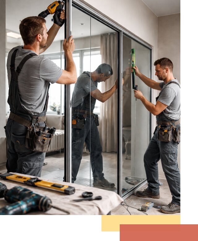 Каркасные стеклянные перегородки под ключ в лесном