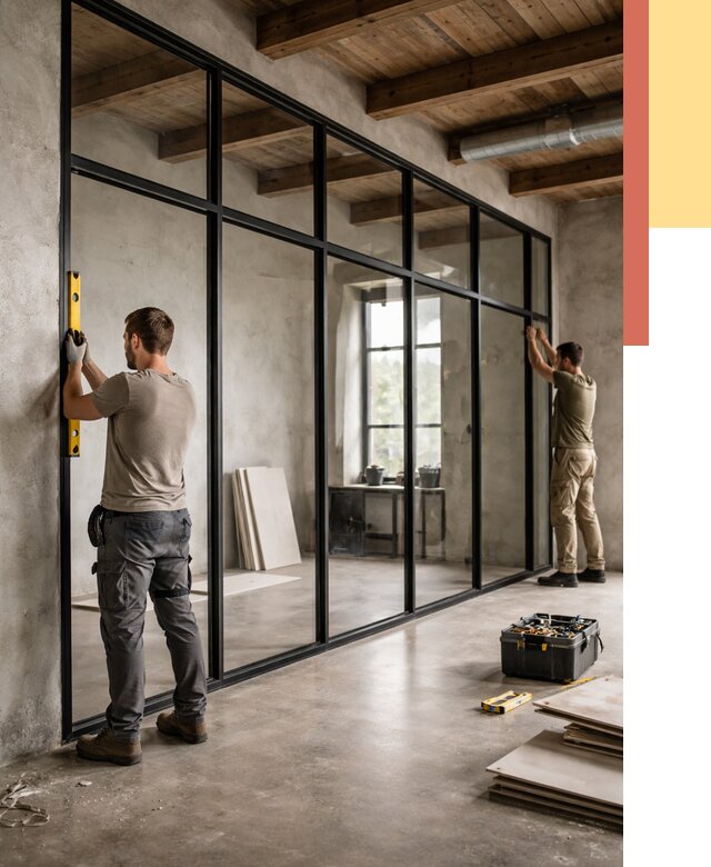 Стеклянные перегородки лофт в лесном от 10915 руб. под ключ | ОТДЕЛОЧНИК-Лсн