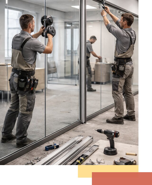 Стеклянные офисные перегородки под ключ в лесном