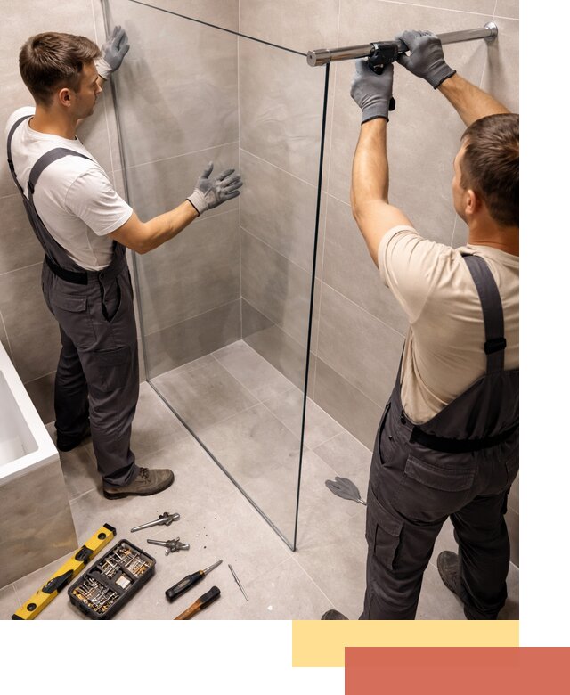 Стеклянные перегородки для душа в лесном — изготовление и монтаж