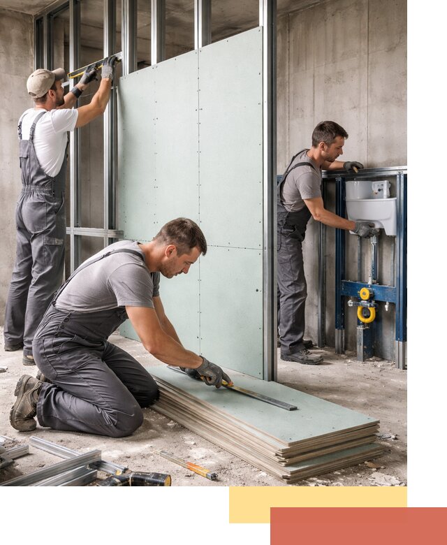 Монтаж и ремонт сантехнических перегородок в лесном