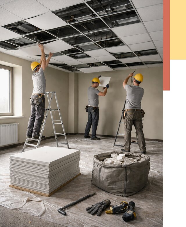 Демонтаж потолка Армстронг в лесном от 4678 руб. быстро и недорого | ОТДЕЛОЧНИК-Лсн